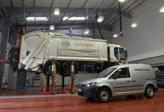 SOMERSTOTALKARE lifts in action at the Dennis Eagle new depot in Winchester